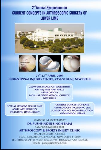 current concept in arthroscopic surgery of lower limb,indian spinal injuries center,Dr.P.s.bajaj